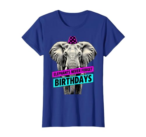 Mademark Elephants Never Forget Birthdays Funny Design T-Shirt - Women - size chart