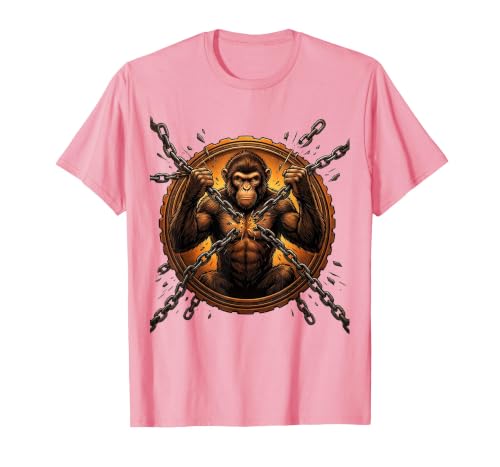 Mademark Monkey Breaking Chain Sobriety Freedom Graphic T-Shirt - Men - size chart