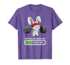 Bunny Gym Rabbit Weights Installing Muscles T-Shirt — design detail