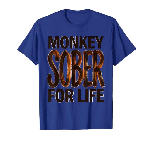 Mademark Monkey Sober For Life Funny Sobriety Design T-Shirt - Men - size chart