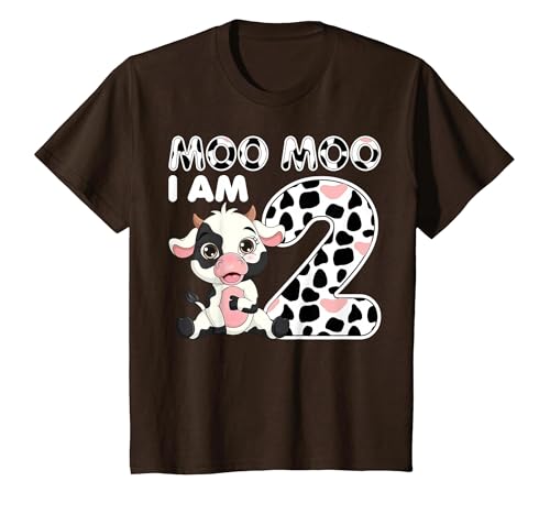 Cow 2nd Birthday Gifts Co. Cow Moo Moo I'm Two - 2 Years Old Cow Lover 2nd Birthday T-Shirt - size chart