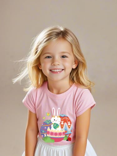 Easter Day Gift for Toddler Boy Baby Girl Tractor Loving Bunny T-Shirt — design detail