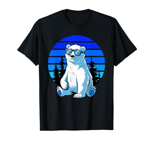 Bear Lover Gift Co. Arctic Animal Polar Bear Lover Cool Sunglasses Polar Bear T-Shirt - size chart