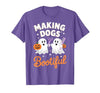 Dog Lover Spooky Grooming Groomer Attire Pet Groomer Funny Halloween Making Dogs Bootiful T-Shirt - size chart