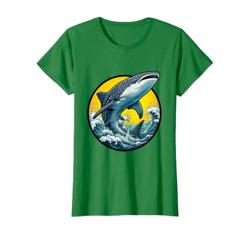 Mademark Whale Shark Emerging From Ocean Wave T-Shirt - size chart