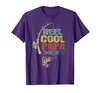 Cool Papa Fathers Day Fishing Gifts Funny Fisherman Vintage Reel Cool Papa T-Shirt - size chart
