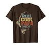 Cool Papa Fathers Day Fishing Gifts Funny Fisherman Vintage Reel Cool Papa T-Shirt - size chart