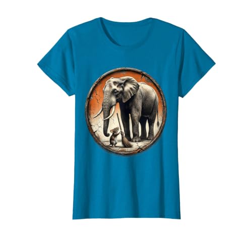 Mademark Mouse Hands Elephant a Tiny Broom Funny Animal Art T-Shirt - Women - size chart