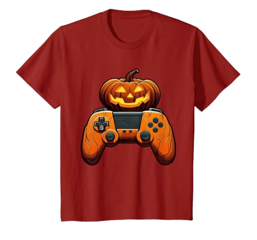 Spooky Halloween Gamers 2023 Halloween Skeleton Zombie Gaming Controllers Mummy Boys Kids T-Shirt - size chart
