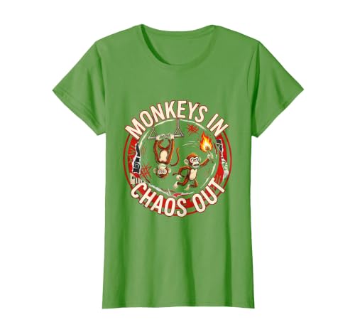Mademark Monkeys In. Chaos Out. Punk Metal Circus Design T-Shirt - Women - size chart
