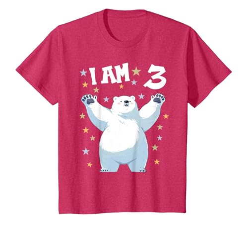 3 years old 3rd birthday Polar Bear Kids 3 Years Old 3 Birthday Polar Bears Boy Girl Polar Bear T-Shirt - size chart