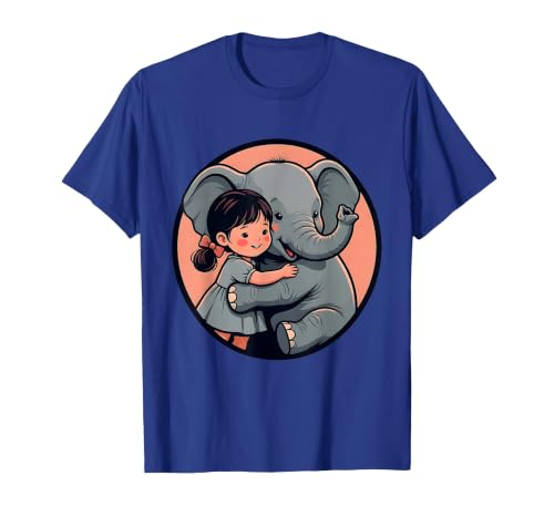 Mademark Cute Girl Snuggling Baby Elephant Graphic Tee T-Shirt - Men - size chart