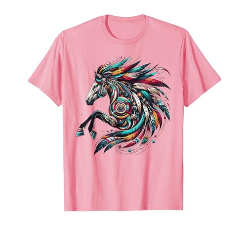 Mystical Native American Horse Farm Heritage Spirituality T-Shirt - size chart