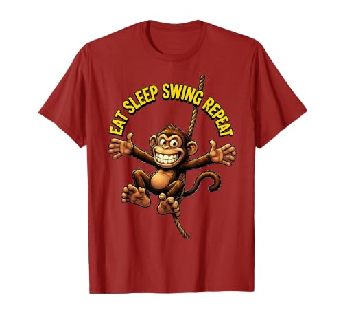 Mademark Eat Sleep Swing Repeat Monkey Graphic Design T-Shirt - Men - size chart