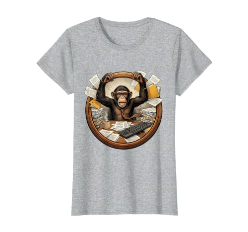Mademark Monkey Office Chaos Funny Adult Humor Graphic T-Shirt - Women - size chart