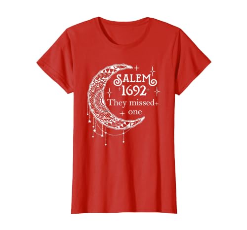 Salem 1692 They Missed One - Salem Witch 1692 Halloween T-Shirt - size chart