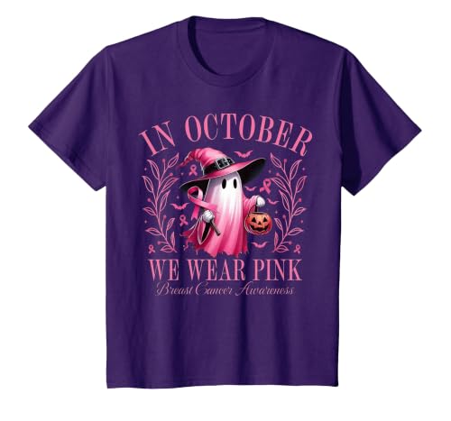 Ghost October Wear Pink Breast Cancer t -shir t Halloween Pink Ghost in October We Wear Pink Breast Cancer T-Shirt - size
