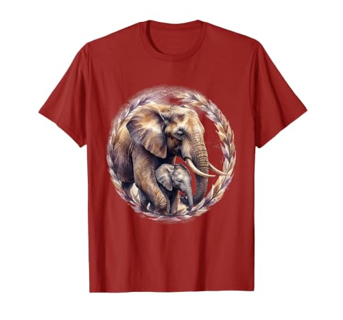 Mademark Elephant Love Gentle Trunk Embrace Wildlife Art T-Shirt - Men - size chart