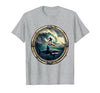 Mademark Shark Silhouette Under Lone Surfer Graphic T-Shirt - size chart