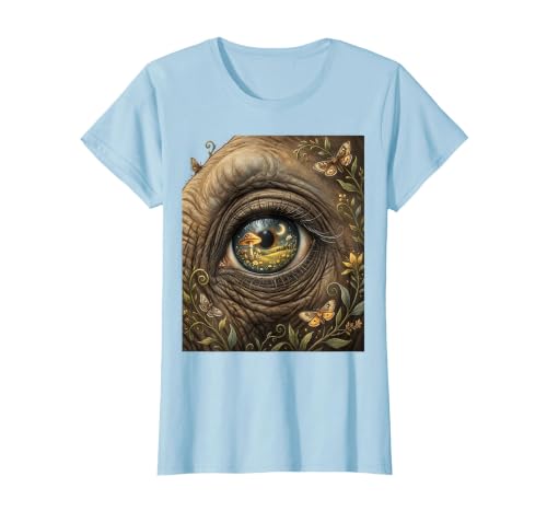Mademark Elephant Eye Landscape Reflection Wildlife Art T-Shirt - Women - size chart
