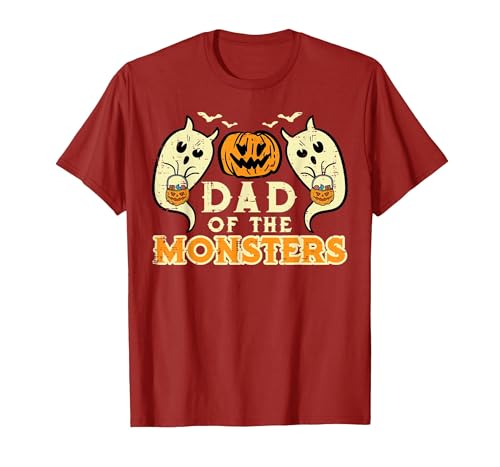 Mens Halloween Shirts For Dad Daddy Papa Men Halloween Dad of Monsters Funny Family Costume Papa Daddy T-Shirt - size chart