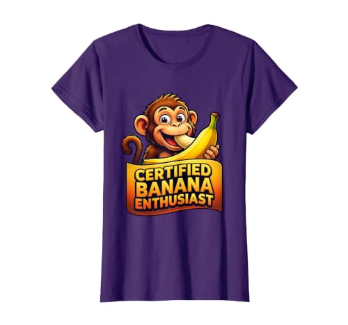 Mademark Certified Banana Enthusiast Funny Monkey Design T-Shirt - Women - size chart