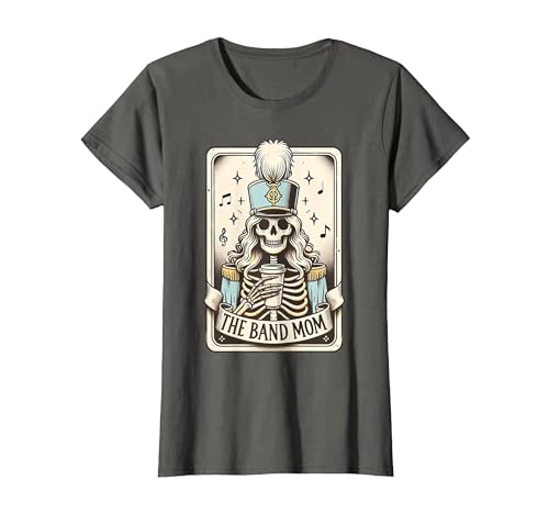 Marching Band Mom Tarot Card Skeleton Halloween Marching Band Mom Tarot Card Skeleton Mom Musical Instrument T-Shirt - size