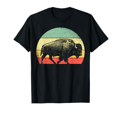 Bison Lover Gifts Wildlife I Bison Natural Reserve Vintage Buffalo Graphic Crew Neck Short Sleeve Regular Fit T-Shirt -