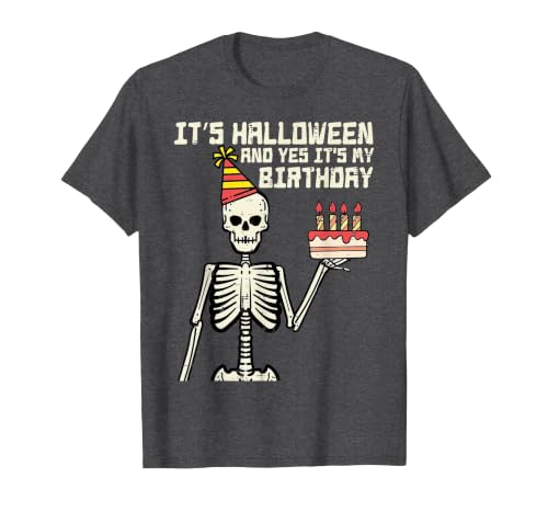 Halloween Shirts For Women Men Kids Boys Girls Its Halloween Yes My Birthday Skeleton Costume Men Women Kid T-Shirt - size