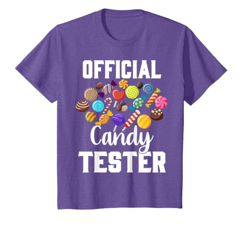 Candy Tester Sweets Lover Gifts & Apparel Official Candy Tester Halloween Costume Boys Girls Kids T-Shirt - size chart