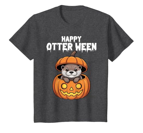 Otter Halloween Lover Gift Co. Happy Otter-Ween Lazy Halloween Costume Funny Animal Pun T-Shirt - size chart