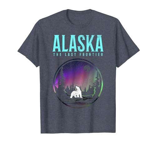 We Love Alaska - Apparel & Gifts Alaska Last Frontier Polar Bear Vintage Pride Souvenir T-Shirt - size chart
