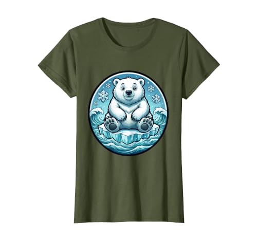 Mademark Polar Bear Lone Ice Floe Arctic Drift Design T-Shirt - size chart