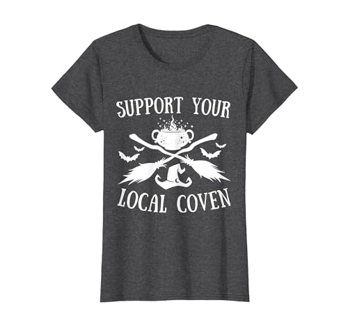Support Your Local Coven Halloween tee Support Your Local Coven Halloween Coven Witch T-Shirt - size chart