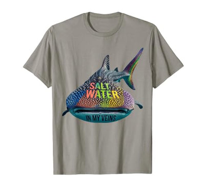 Salt Water In My Veins Whale Shark Design T-Shirt
