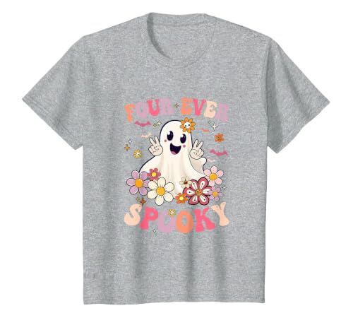 4th Birthday Party Halloween Costume Four Ever Spooky Halloween 4Th Birthday Party Decorations T-Shirt - size chart