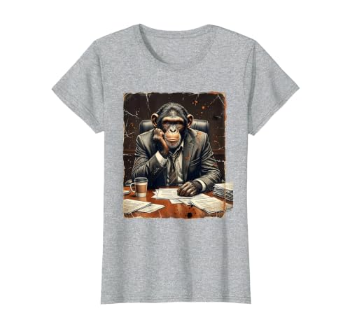 Mademark Monkey in a Suit Stuck in a Meeting Funny Gift T-Shirt - Women - size chart