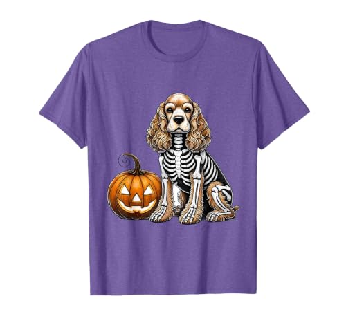Spooky Cocker Spaniel Skeleton Costumes Halloween Cocker Spaniel Skeleton Jack O Lantern Funny Dog Halloween T-Shirt - size