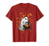 Ghost Quilter Sewing Halloween Costume Cute Ghost Quilter Sewing Halloween Scary Costume Retro T-Shirt - size chart