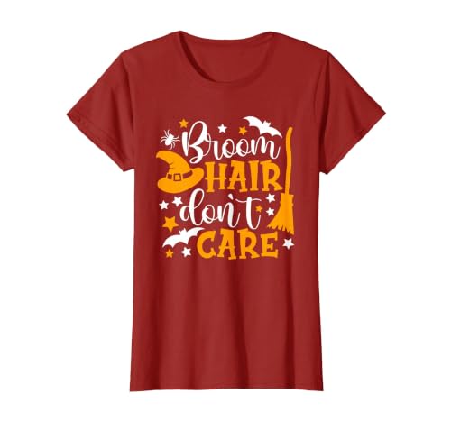 Broom Hair Don't Care Shirt Funny Halloween Witch Spooky T-Shirt - size chart