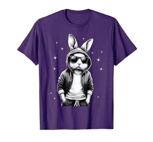 Bunny Face with Sunglasses Rabbit for Boys Men Kids T-Shirt — design detail
