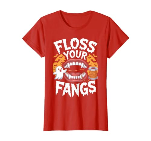 Spooky Dental Office Halloween Dental Crew Ghost Floss Your Fangs Dental Halloween Shirt Dentist Halloween T-Shirt - size