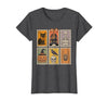 Halloween Stamp Cute Ghost Cute Fall Apparel Vintage Halloween Stamp Cute Ghost Pumpkin Cat Retro Fall T-Shirt - size chart
