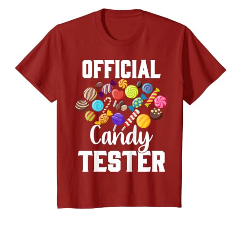 Candy Tester Sweets Lover Gifts & Apparel Official Candy Tester Halloween Costume Boys Girls Kids T-Shirt - size chart