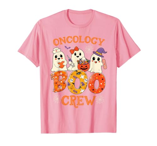 Oncology Boo Crew Funny Ghost Halloween Spooky Costume Nurse T-Shirt - size chart
