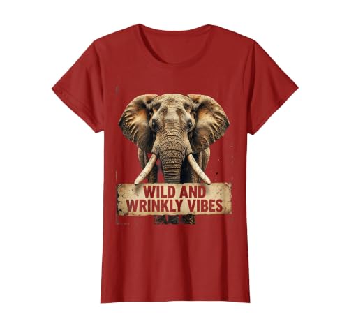 Mademark Wild and Wrinkly Vibes Elephant Graphic Design T-Shirt - Women - size chart