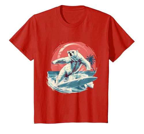 Sea Ocean Animal Art Polar Bear Ocean Sea Animal Surfing Ocean Sea Polar Bear T-Shirt - size chart