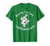 Sorry I'm Late, I Didn't Want to Come White Rabbit Watch T-Shirt — design detail