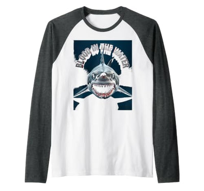 Blood in the Water Shark Women Design Raglan Baseball Tee