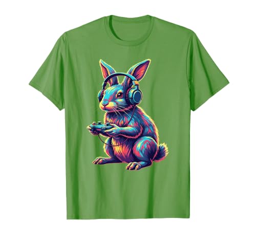 Rabbit Gaming Animal Video Games Funny Rabbit T-Shirt — design detail